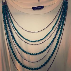 Green and silver statement necklace